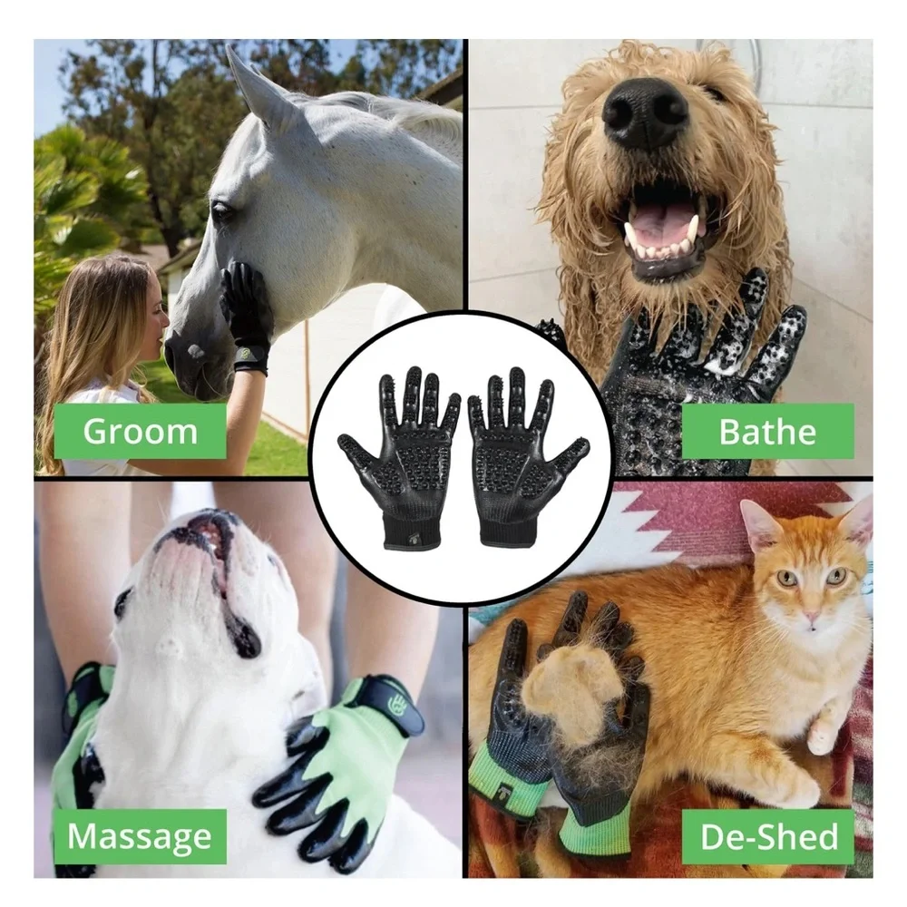 HandsOn Black Pet Grooming Gloves